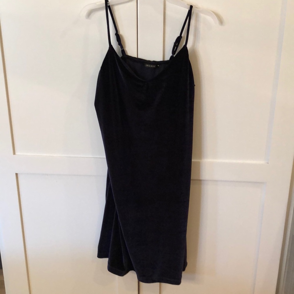 Blue velvety maternity dress